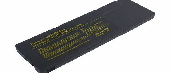 [Li-Polymer,47Wh,11.1Volt,4200mAh] Replacement Laptop/Notebook Battery for VGP-BPS24 type# Fit UK SONY VAIO VPC-SB1X9E/S, VAIO VPC-SB1Z9E, VAIO VPC-SB1Z9E/B, VAIO VPC-SB25FA/B, VAIO VPC-SB